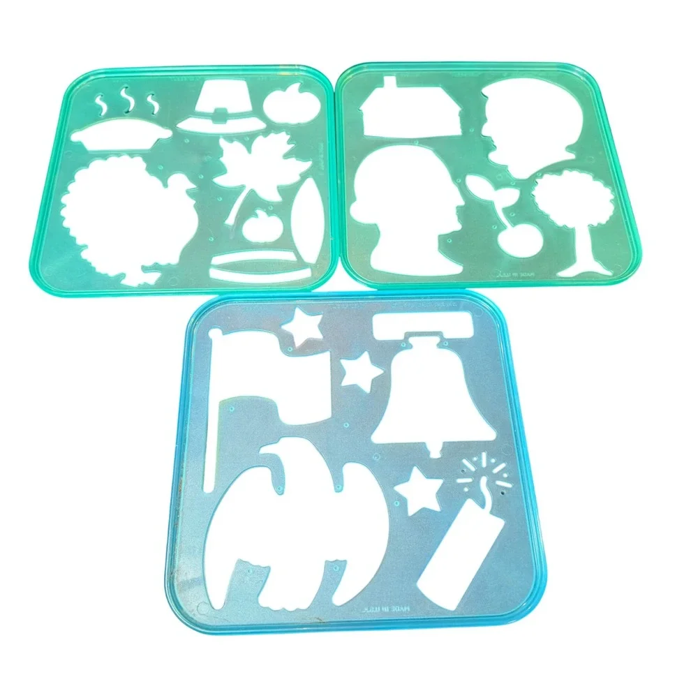 Vintage Tupperware Tuppertoys Stencil Lot 15 Educational Drawing Templates